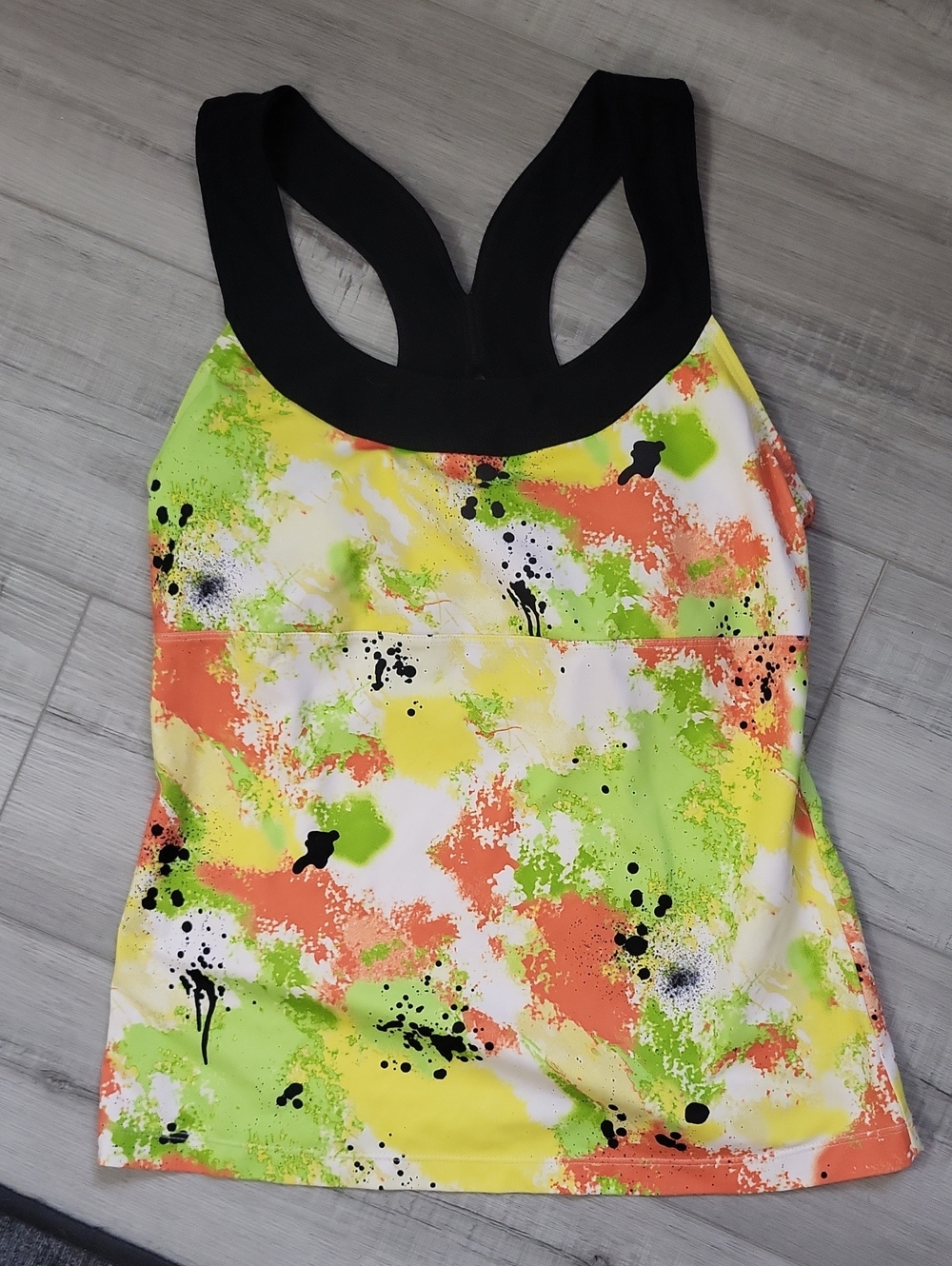 Neon Splash Racerback Tank Top/swim Top - Yellow, Lime & Orange
